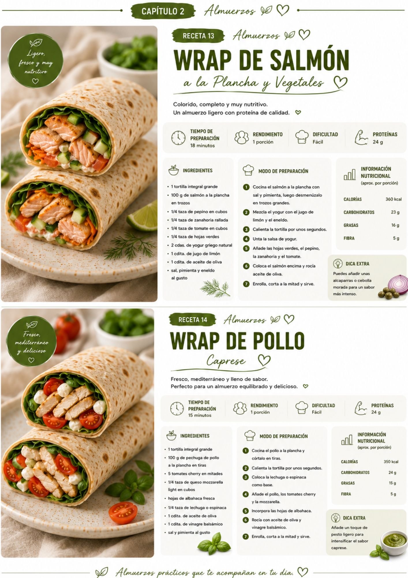 Wrap de salmón y wrap de pollo